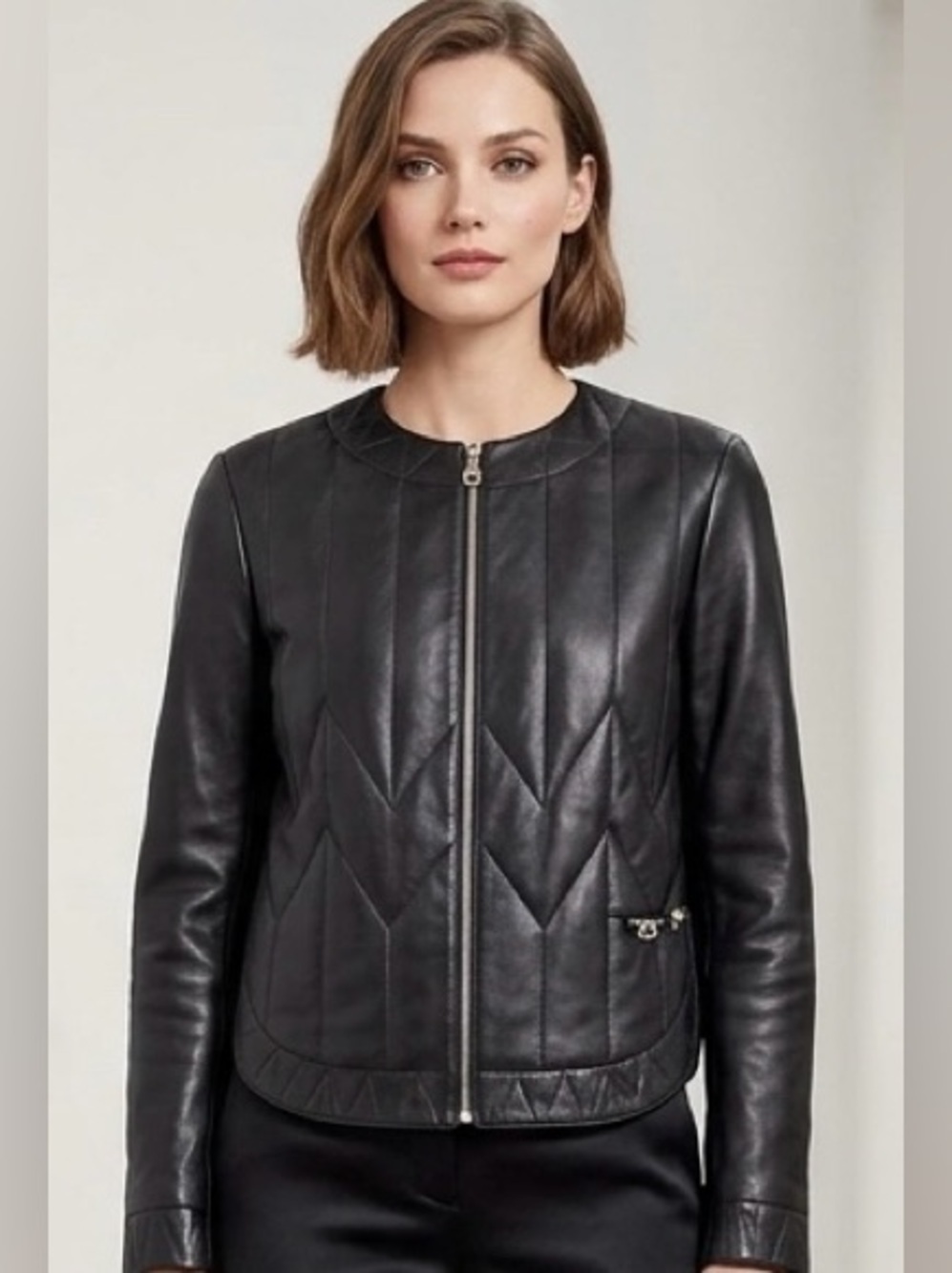 Salvatore Ferragamo womens leather jacket xs Slim Fit